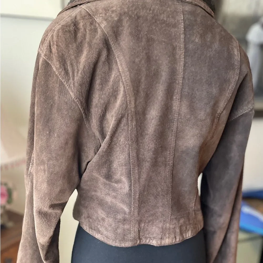 Brown leather and fur Collar Jacket - Picture 8 of 11